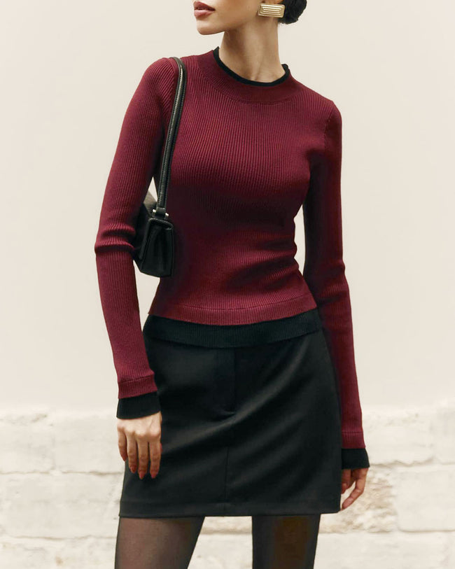 Women's Knit Viscose Top Wine Red Tops - RIHOAS