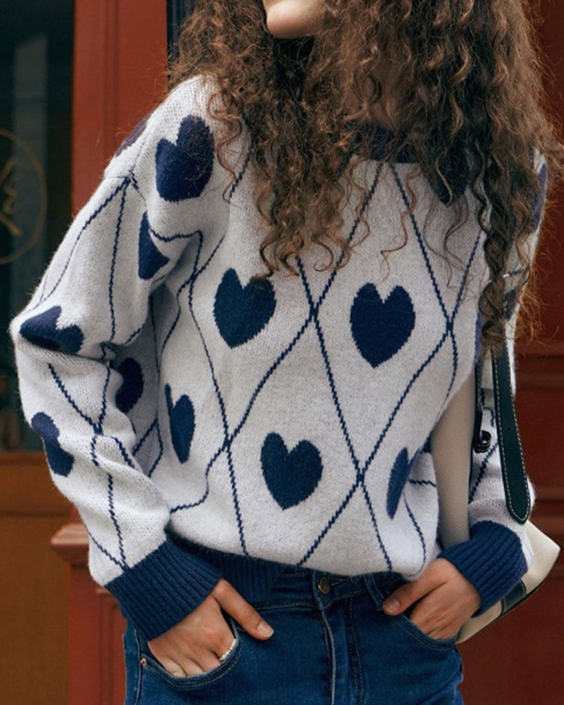 Women's Knitted Acrylic Cardigan Sweater Blue Tops - RIHOAS