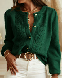 Women's Knitted Acrylic Cardigan Sweater Green Tops - RIHOAS