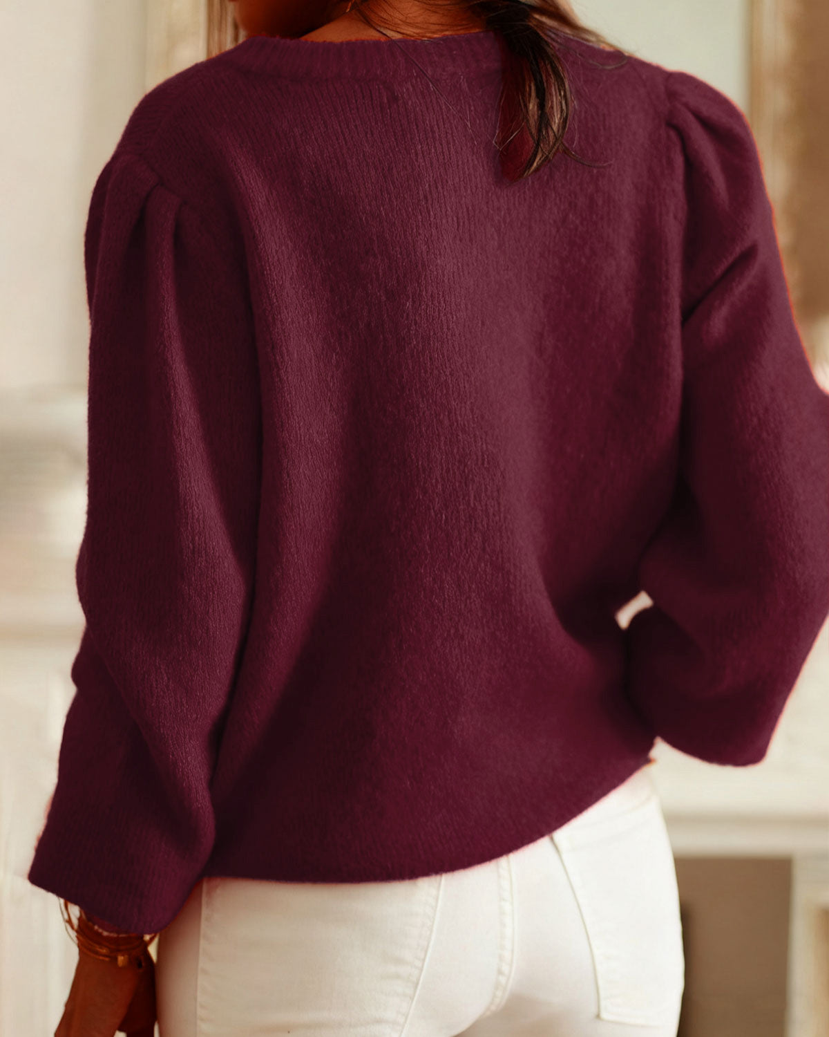Women's Knitted Acrylic Cardigan Sweater - RIHOAS