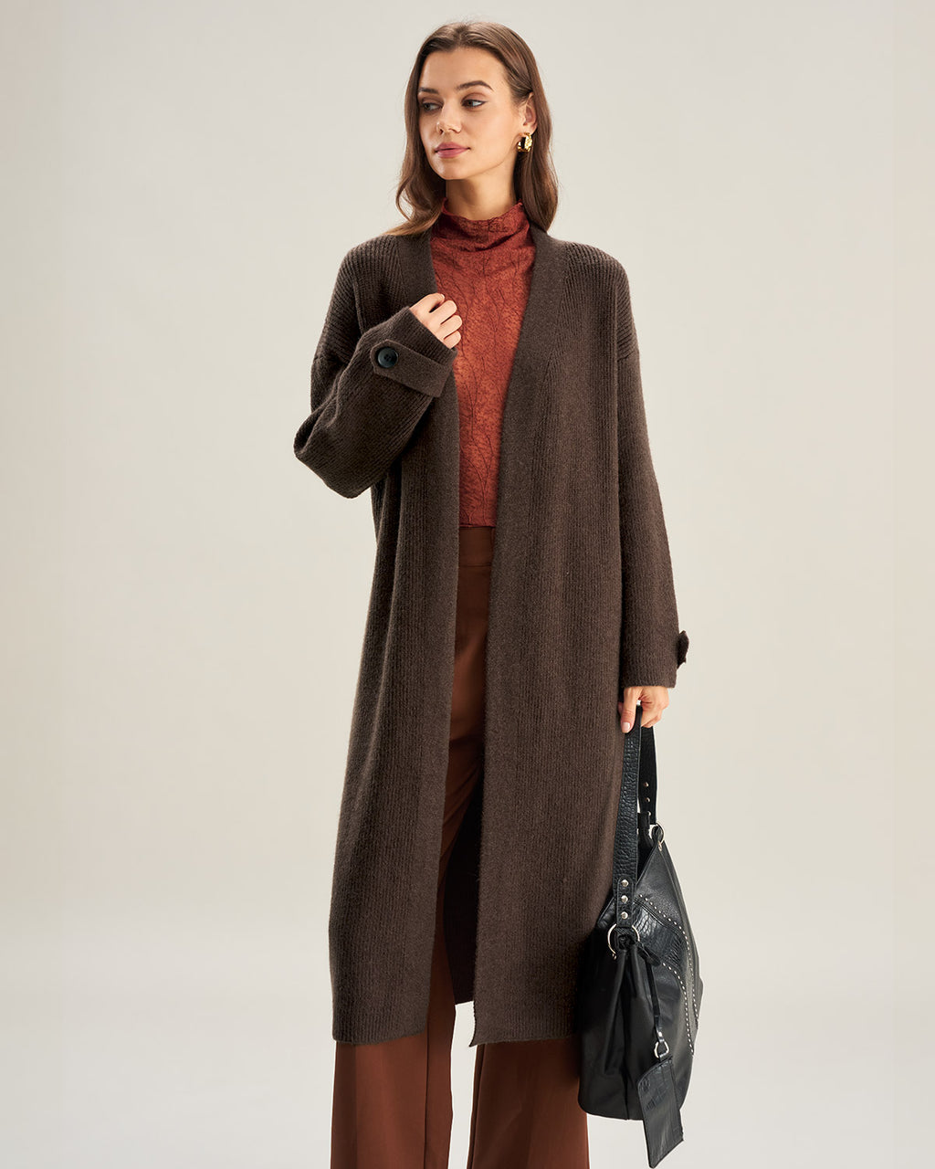 Women's Knitted Acrylic Cardigan Sweater Tops - RIHOAS