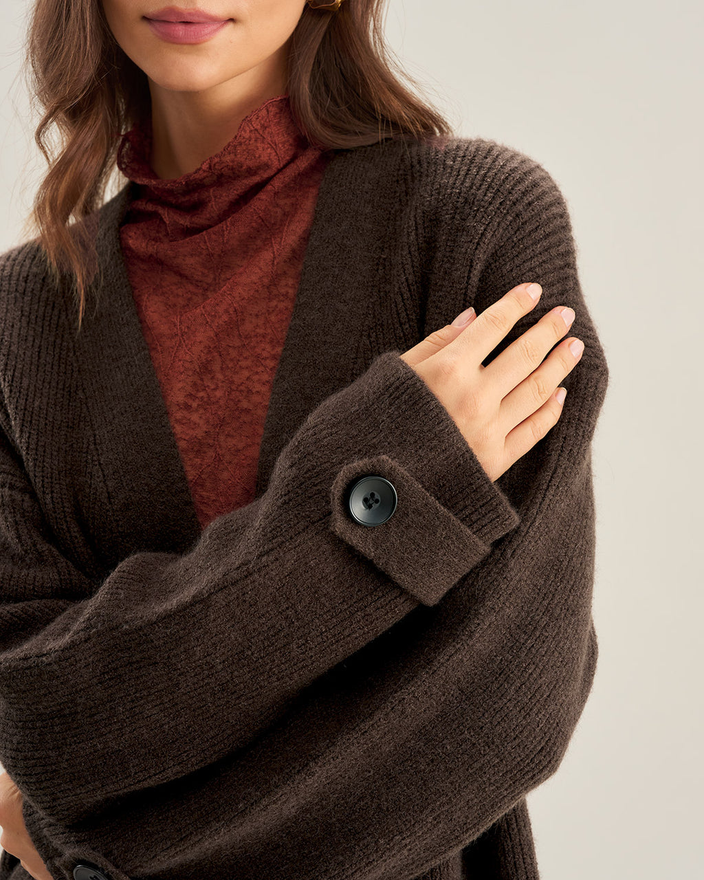 Women's Knitted Acrylic Cardigan Sweater Tops - RIHOAS