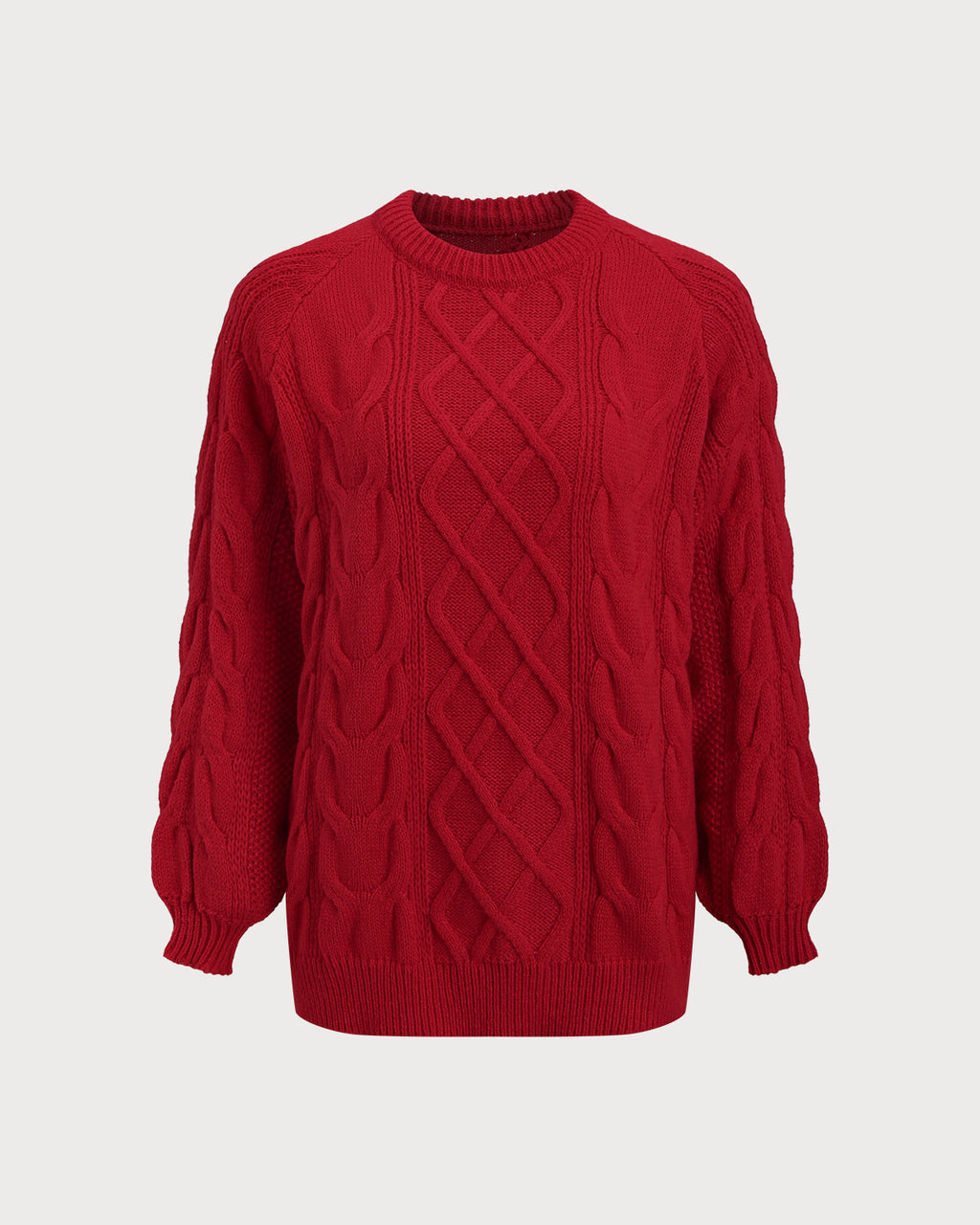 Women's Knitted Acrylic Sweater Red Tops - RIHOAS