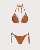 Women's Knitted Bikini Set Brown Bikinis - RIHOAS