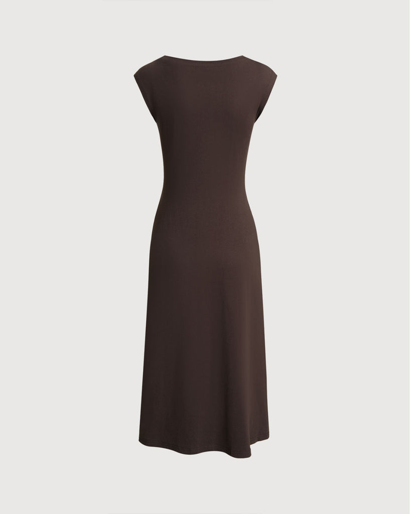 Women's Knitted Cotton Midi Dress Dresses - RIHOAS
