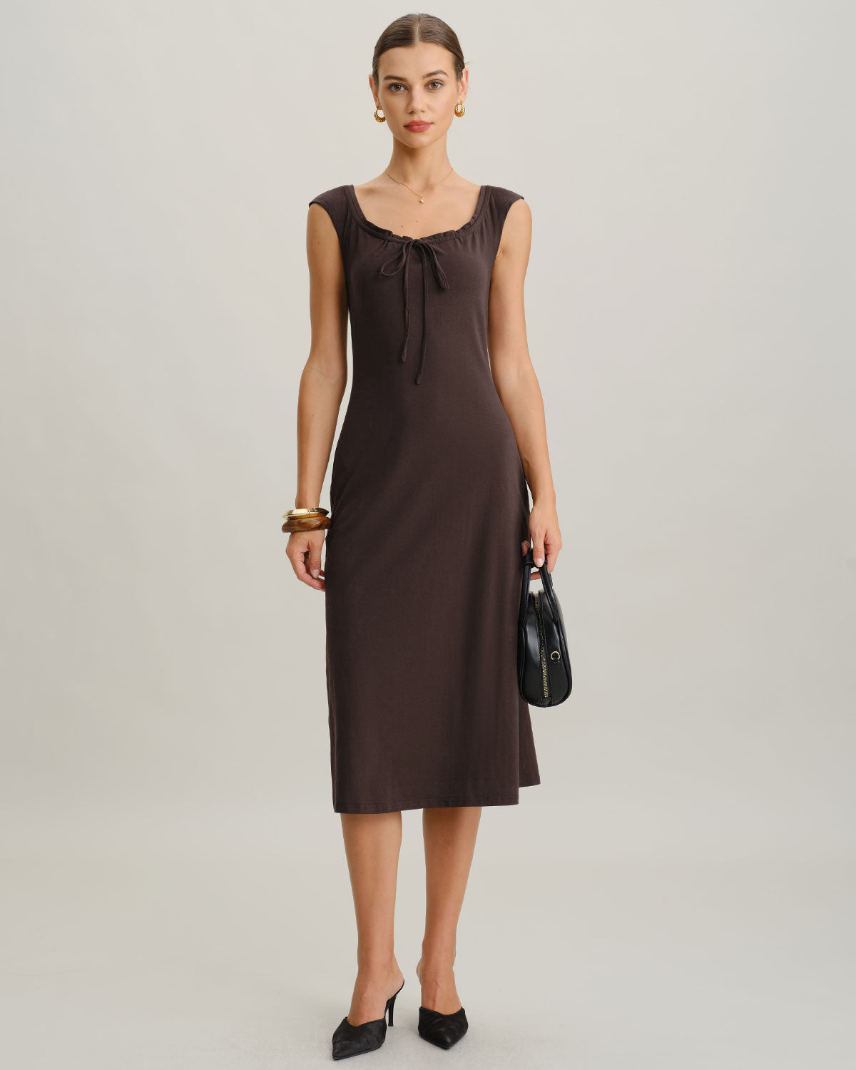 Women's Knitted Cotton Midi Dress Dresses - RIHOAS