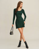 Women's Knitted Cotton Mini Dress Dresses - RIHOAS