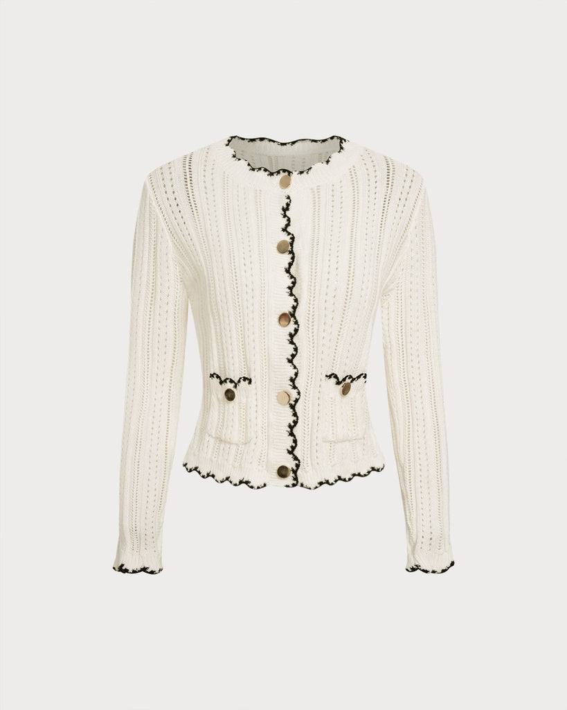 Women's Knitted Cotton Sweater Beige Tops - RIHOAS
