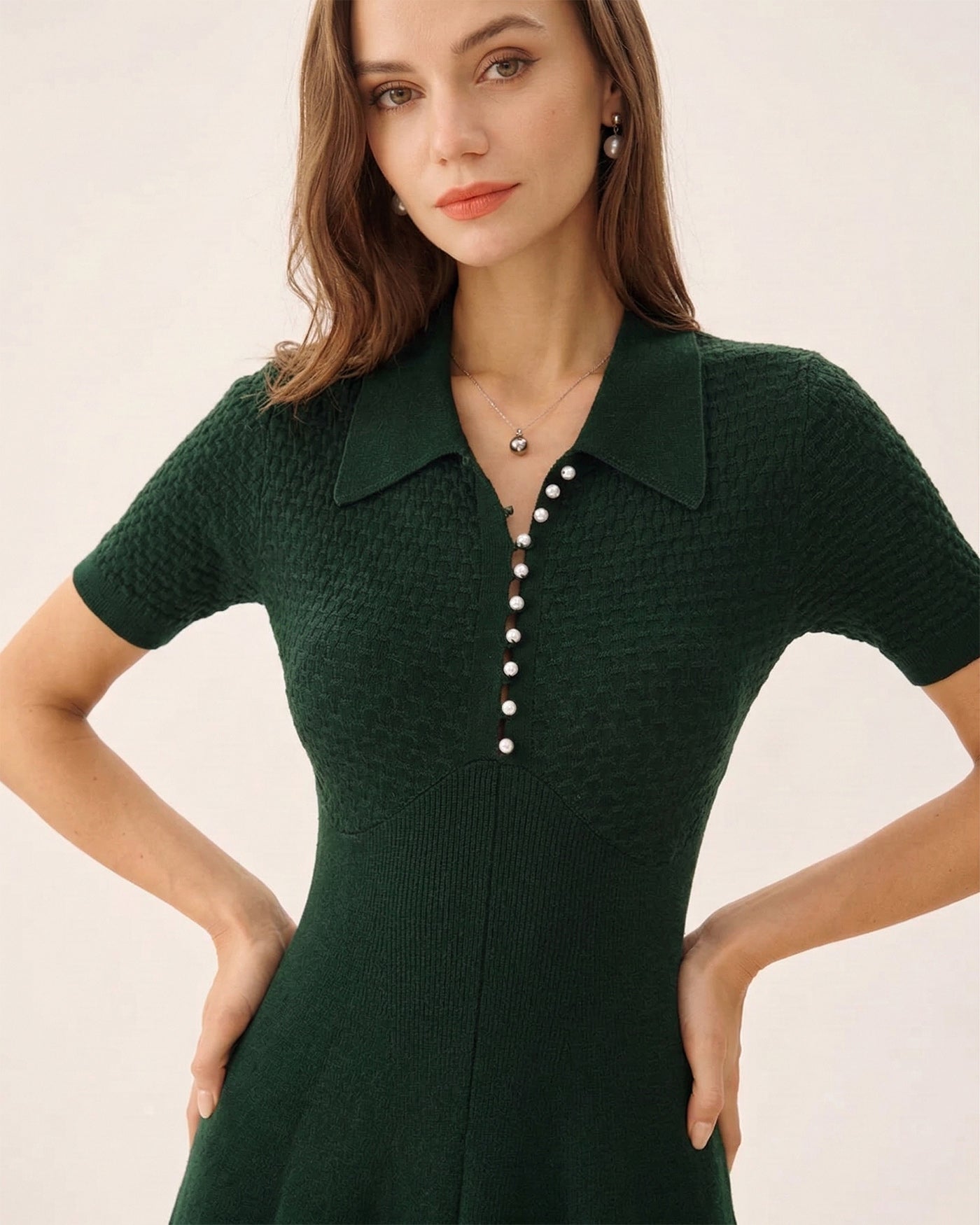 Green Collar Sweater Dress & Reviews - Green - Dresses