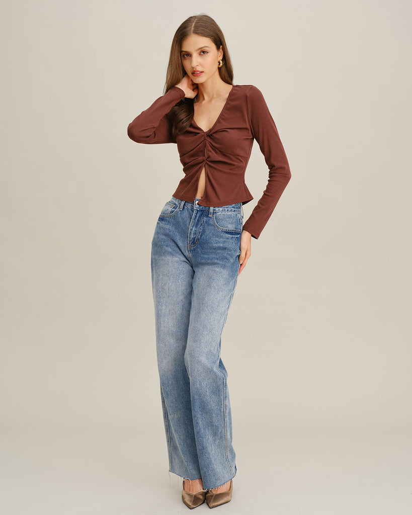 Women's Knitted Cotton T-Shirt Tops - RIHOAS