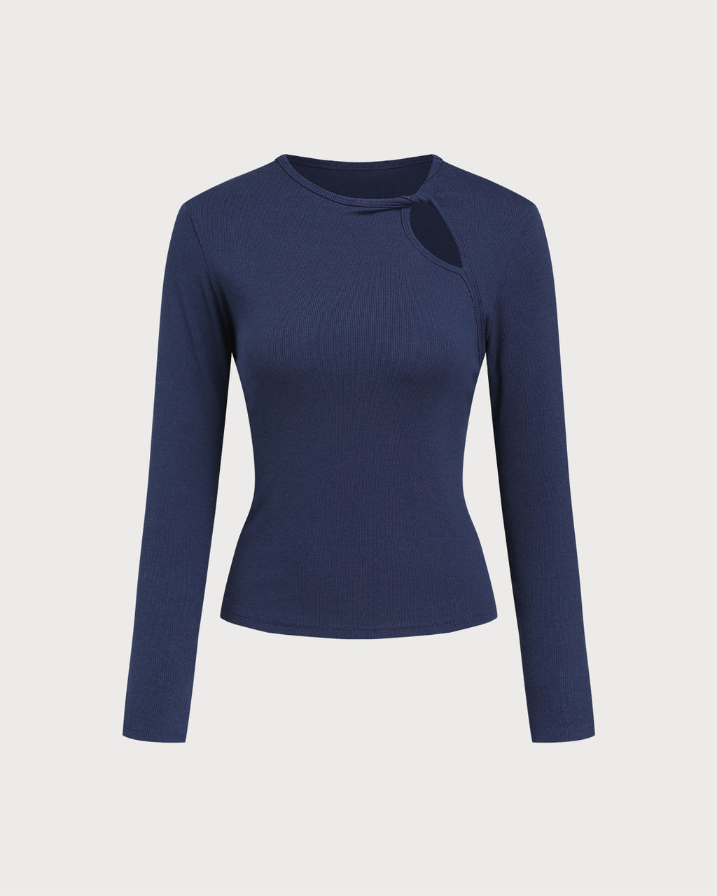 Women's Knitted Cotton Tees Navy Tops - RIHOAS