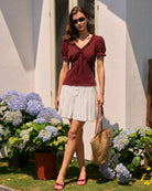 Women's Knitted Cotton Tees Tops - RIHOAS