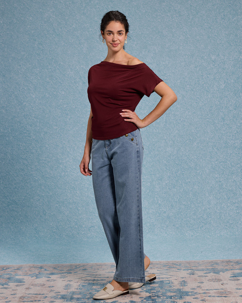 Women's Knitted Cotton Tees Tops - RIHOAS