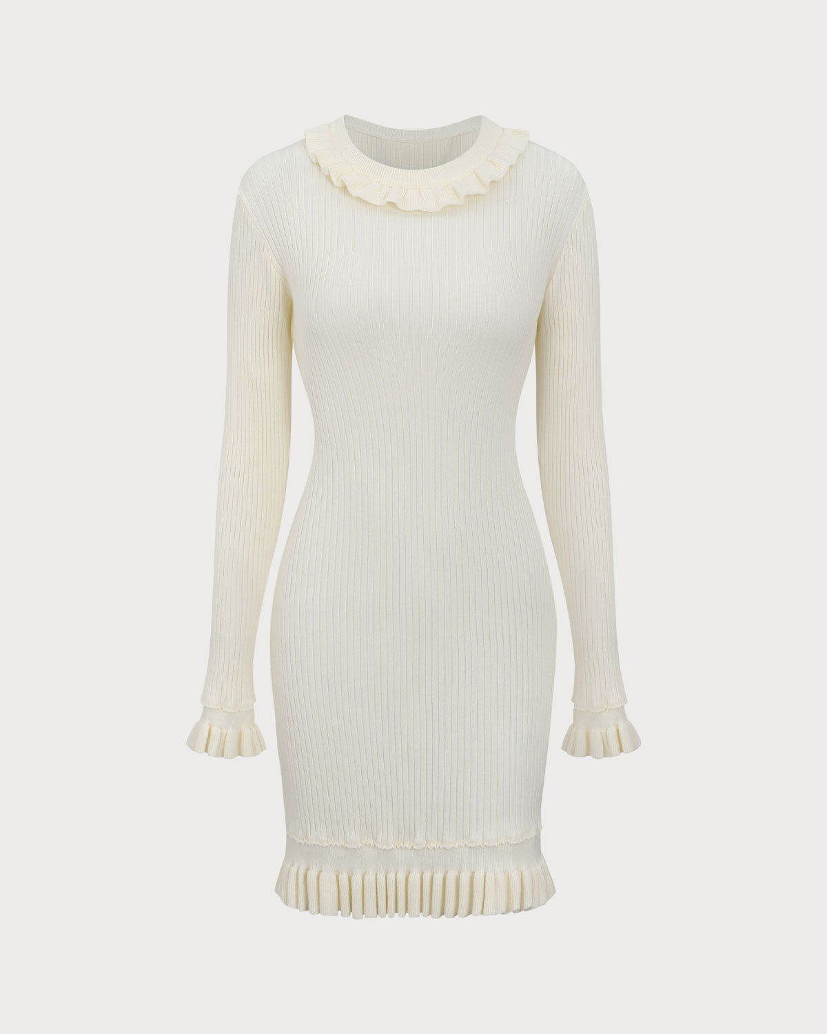 White Bodycon Sweater Mini Dress