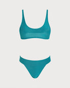 Green Lurex Triangle Bikini Set 04