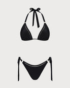 Women's Knitted Nylon Bikini Set Black Bikinis - RIHOAS