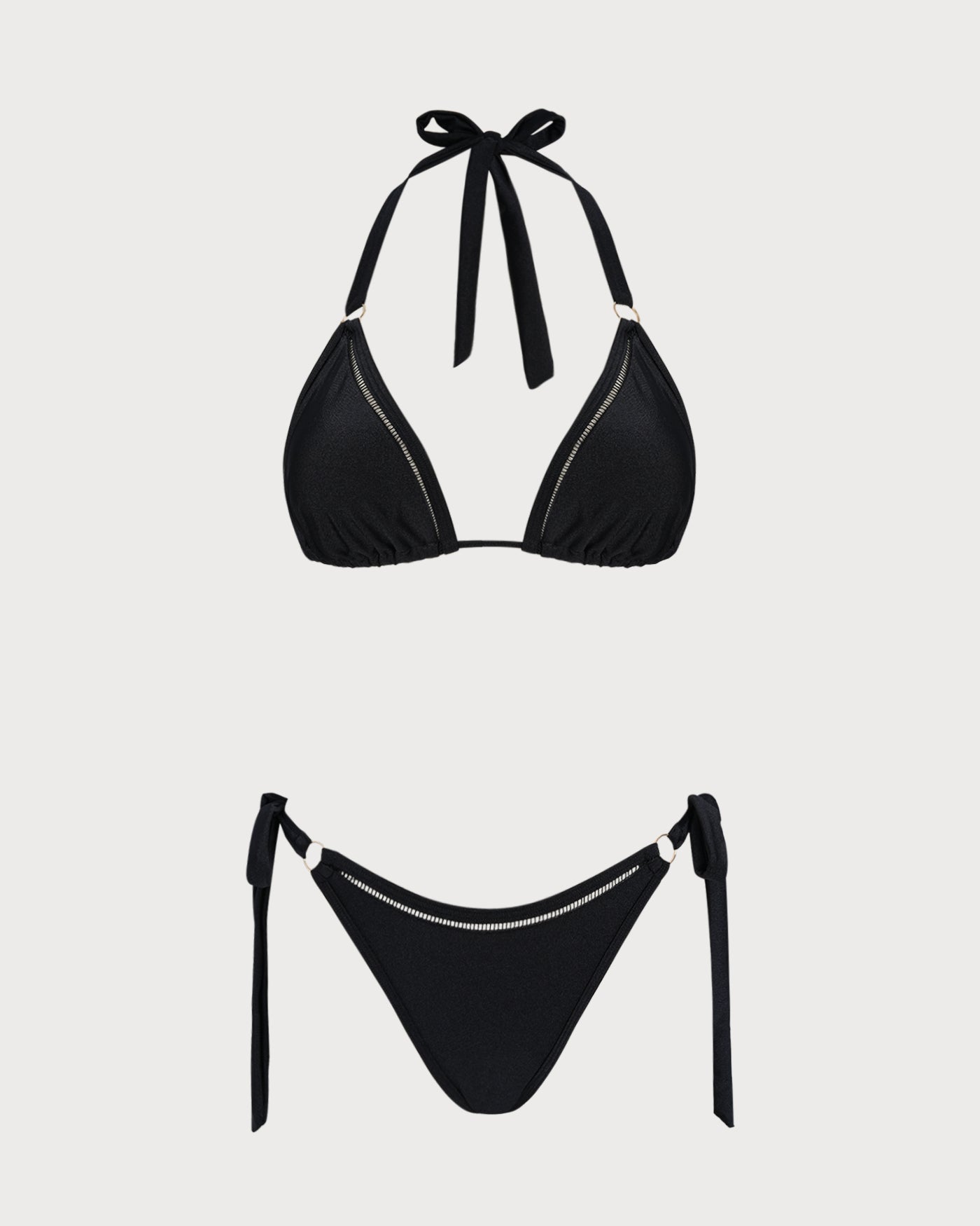 Women's Knitted Nylon Bikini Set Black Bikinis - RIHOAS