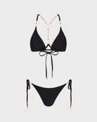 Women's Knitted Nylon Bikini Set Black Bikinis - RIHOAS