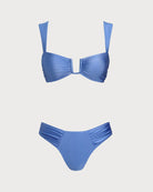 Women's Knitted Nylon Bikini Set Blue Bikinis - RIHOAS