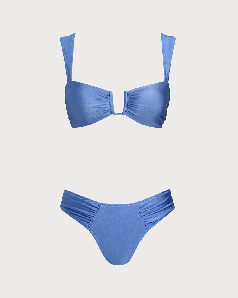 Women's Knitted Nylon Bikini Set Blue Bikinis - RIHOAS