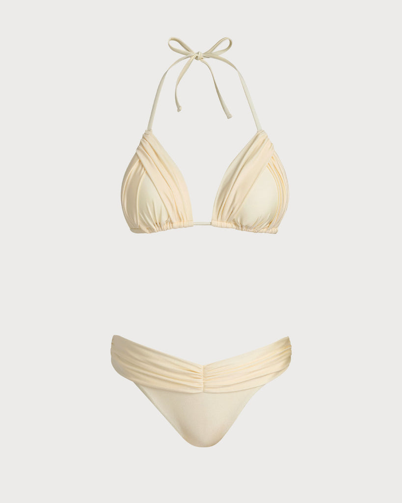 Women's Knitted Nylon Bikini Set Light Yellow Bikinis - RIHOAS