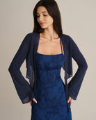 Women's Knitted Nylon Blouses Navy - RIHOAS