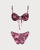 Women's Knitted Nylon Floral Print Bikini Set Bikinis - RIHOAS