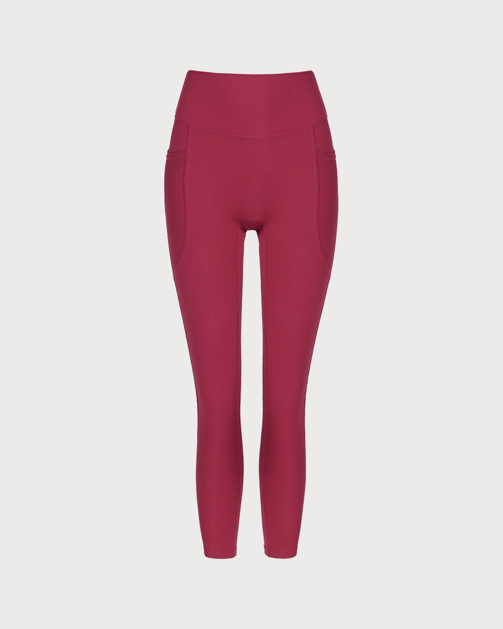 Women's Knitted Nylon High Waist Yoga Pants Red Yoga Bottoms - RIHOAS