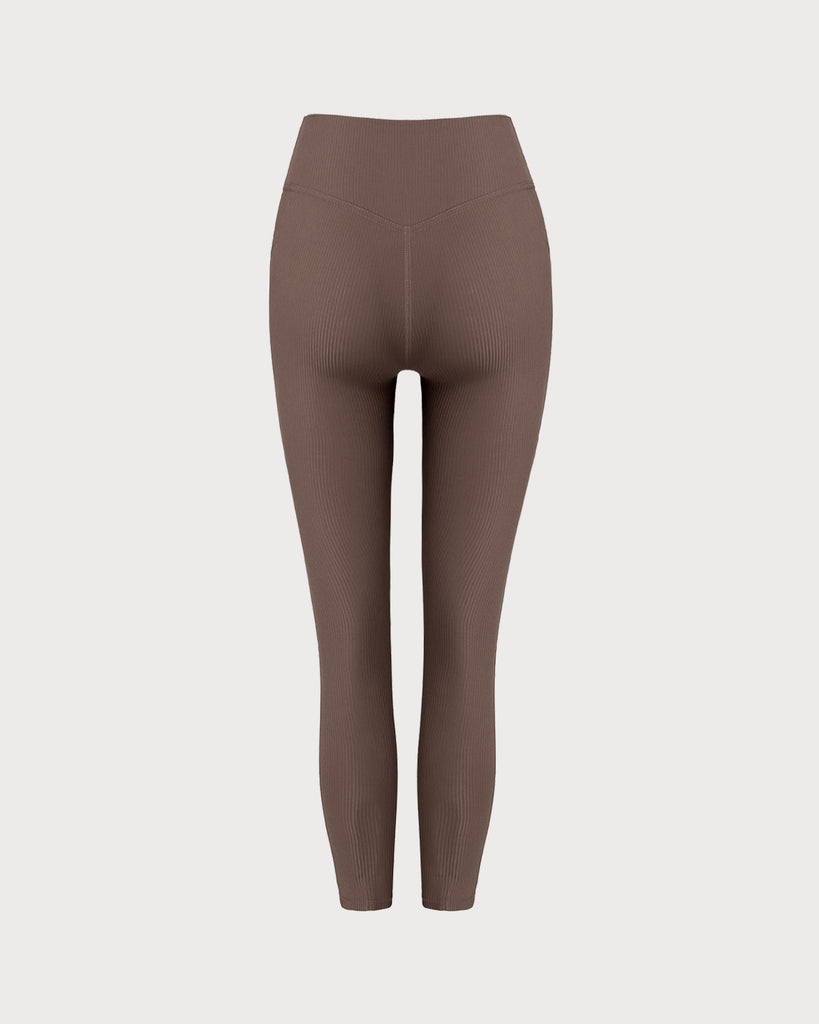Brown Quick-drying High Waisted Yoga Leggings - RIHOAS