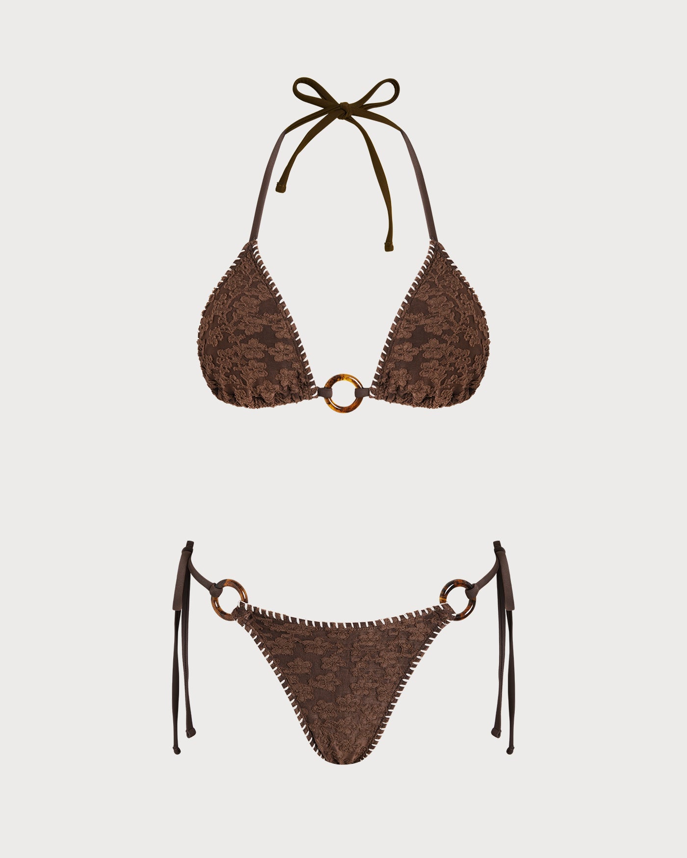 Women's Knitted Nylon Jacquard Color-Blocked Bikini Set Bikinis - RIHOAS