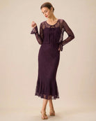 Women's Knitted Nylon Midi Dress Dresses - RIHOAS