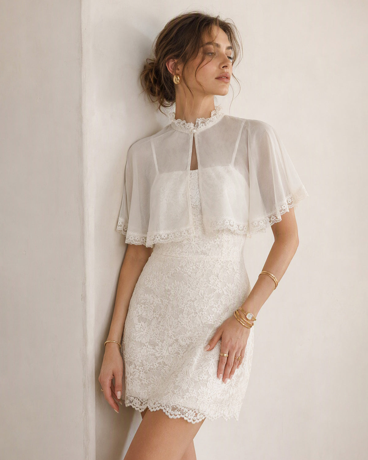 Women's Knitted Nylon Mini Dresses Beige - RIHOAS