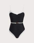 Women's Knitted Nylon One-Piece Black One-Pieces - RIHOAS