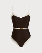 Women's Knitted Nylon One-Piece Brown One-Pieces - RIHOAS