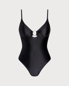 Women's Knitted Nylon One-Piece Swimsuit Black One-Pieces - RIHOAS
