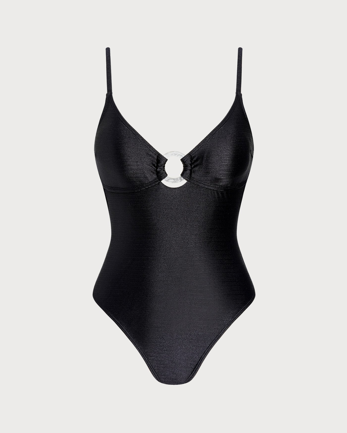 Women's Knitted Nylon One-Piece Swimsuit Black One-Pieces - RIHOAS