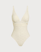 Women's Knitted Nylon One-Piece Swimsuit Off White One-Pieces - RIHOAS