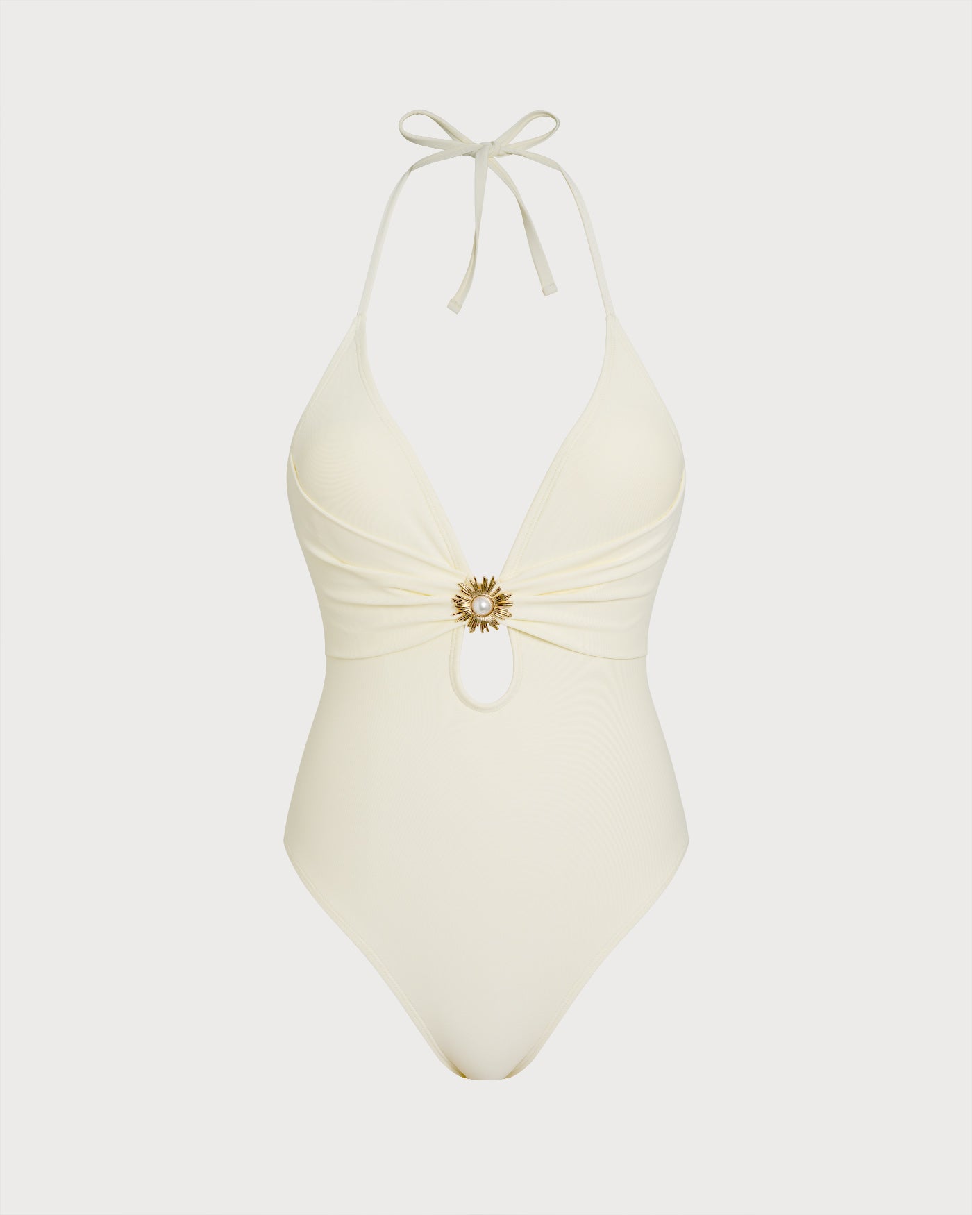 Women's Knitted Nylon One-Piece Swimsuit Off White One-Pieces - RIHOAS