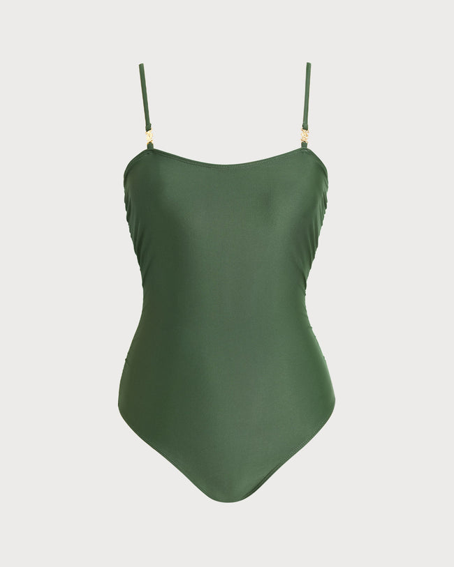 Women's Knitted Nylon One-Pieces Dark Green One-Pieces - RIHOAS