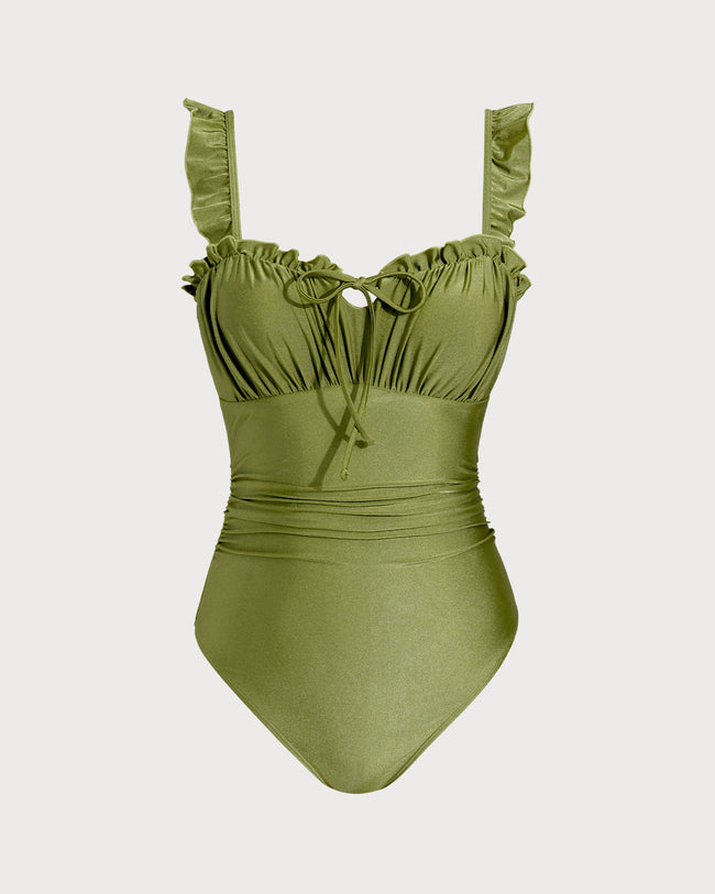 Women's Knitted Nylon One-Pieces Green One-Pieces - RIHOAS