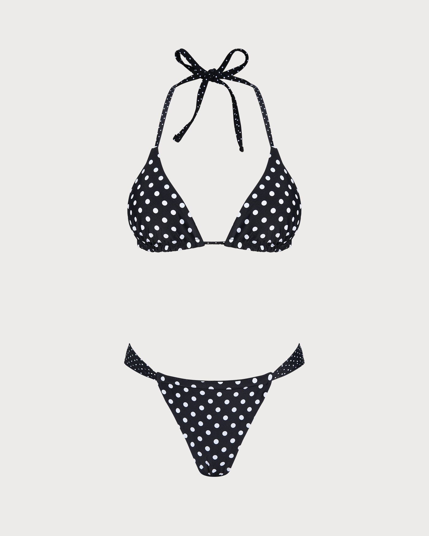 Women's Knitted Nylon Polka Dot Bikini Set Black Bikinis - RIHOAS