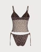 Women's Knitted Nylon Polka Dot Tankini Suit Tankinis - RIHOAS
