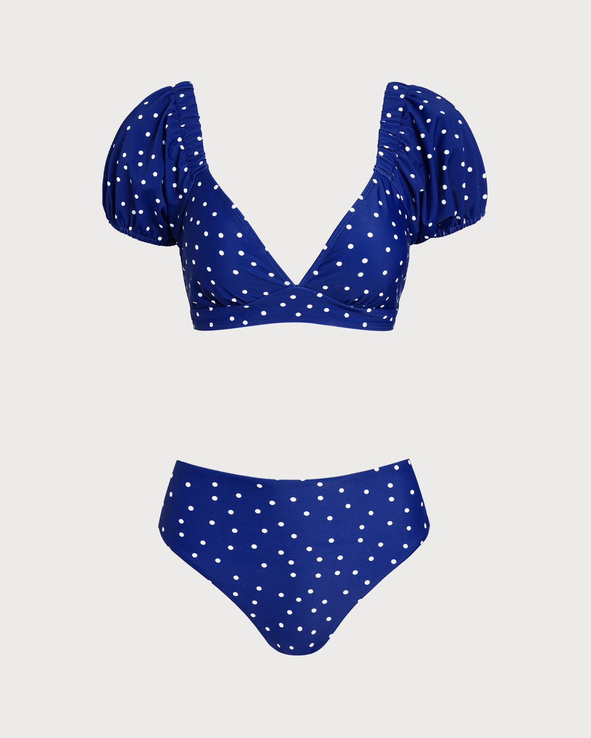 Women's Knitted Nylon Puff Sleeve Bikini Set Royal Blue Bikinis - RIHOAS