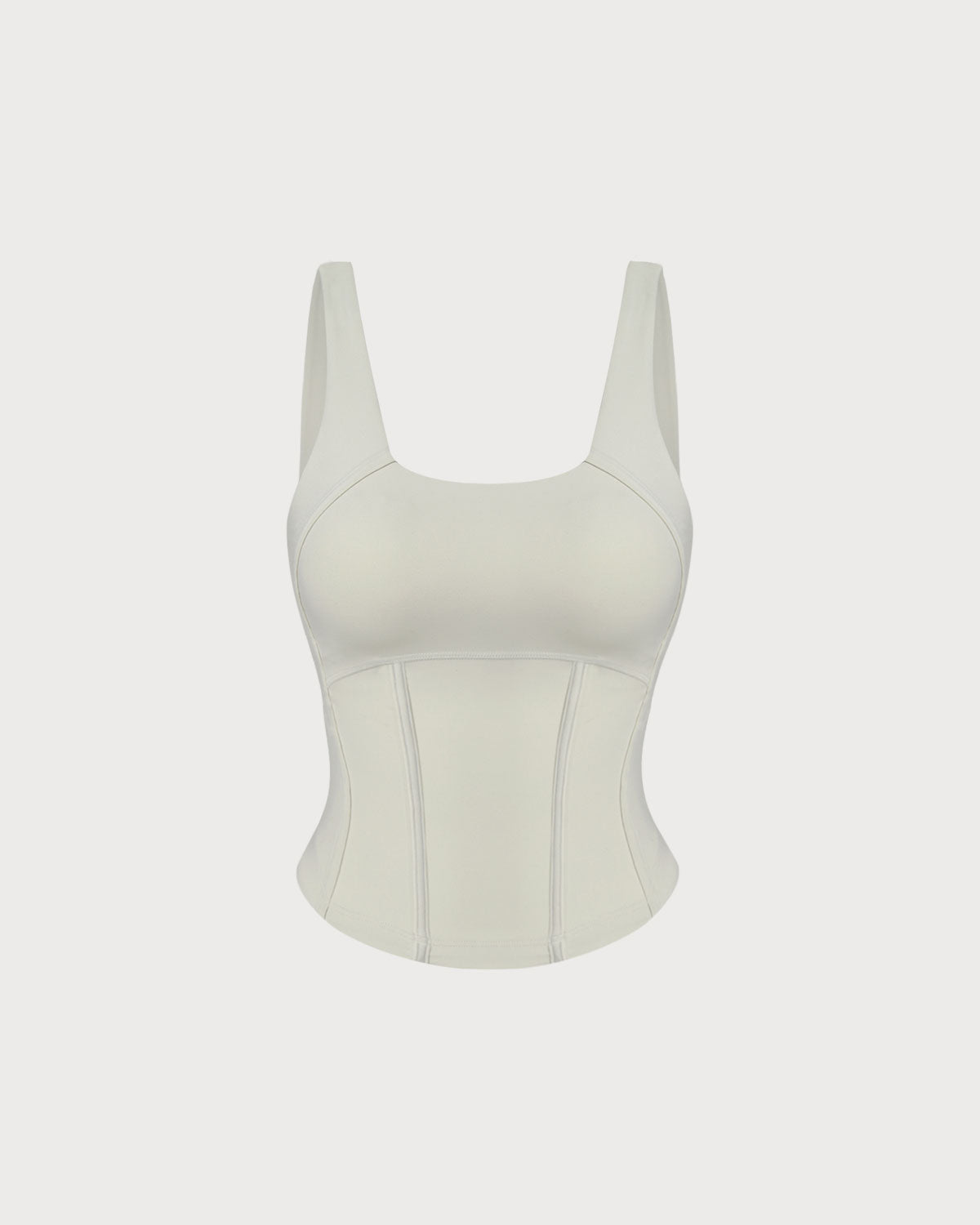 White Scoop Neck Yoga Tank Top - RIHOAS