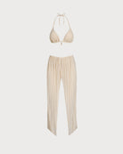 Women's Knitted Nylon Silver Bikini Set Bikinis - RIHOAS