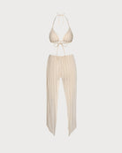Women's Knitted Nylon Silver Bikini Set Bikinis - RIHOAS