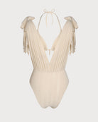 Women's Knitted Nylon Silver Bikini Set Bikinis - RIHOAS