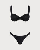 Women's Knitted Nylon Silver Thread Bikini Set Black Bikinis - RIHOAS