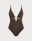 Women's Knitted Nylon Silver Thread One-Piece Swimsuit One-Pieces - RIHOAS