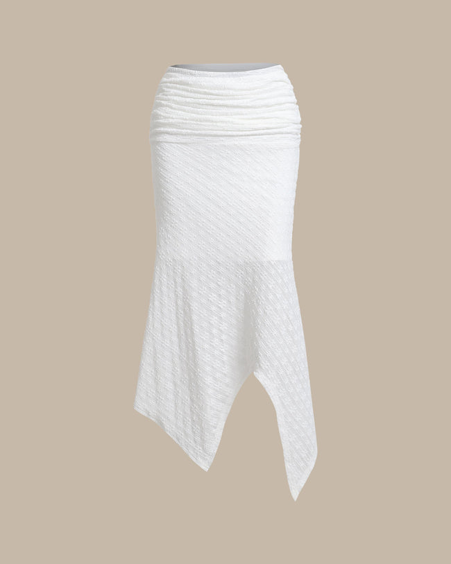 Women's Knitted Nylon Skirt White Bottoms - RIHOAS